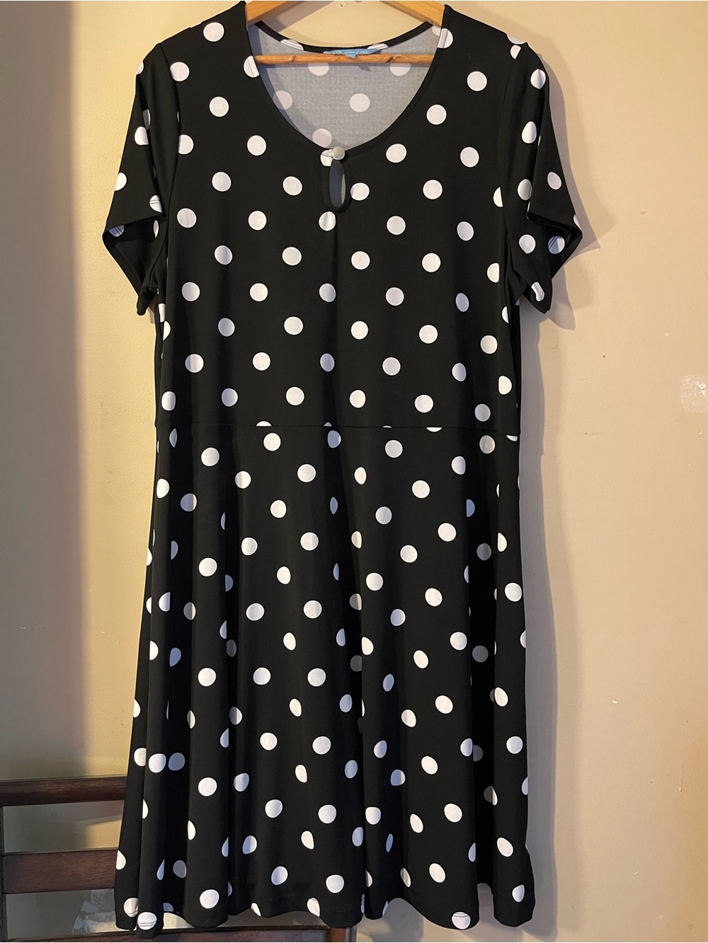 Penmans Plus Size 1X Black & White Polka Dot Fit & Flare Dress